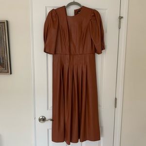 Anthropologie En Saison Brown Faux Leather Maxi Dress Midi